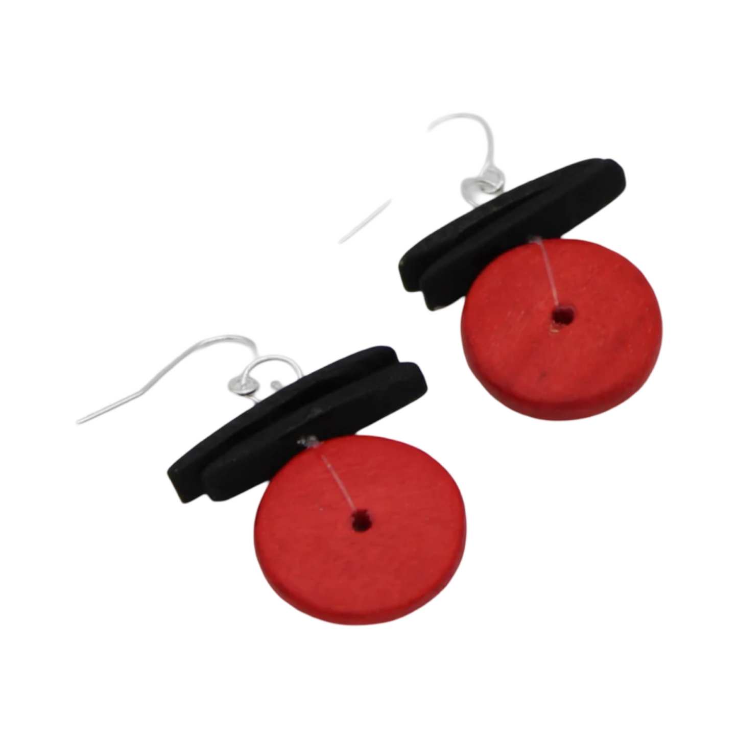 Wooden Dngl Ear W/ Silver Pltd Wire