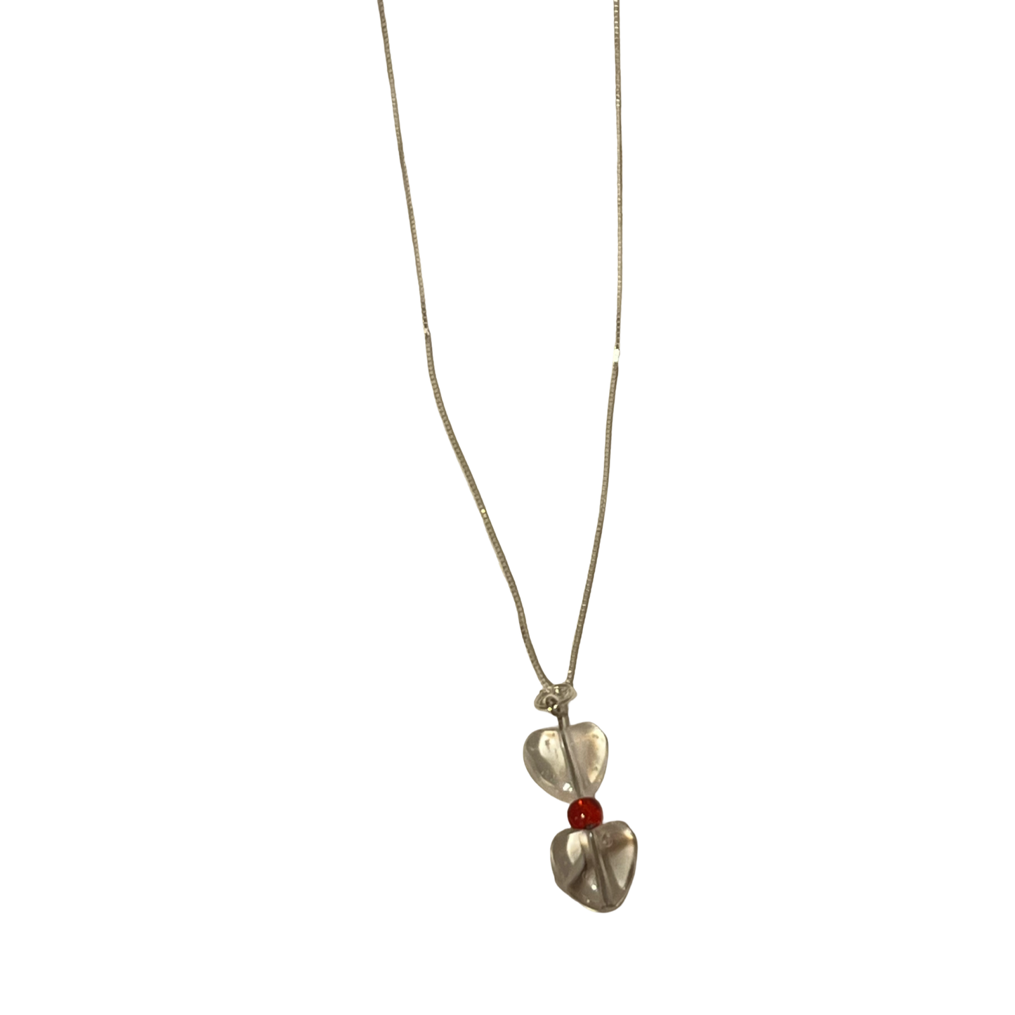 Double Glass Heart Necklace.