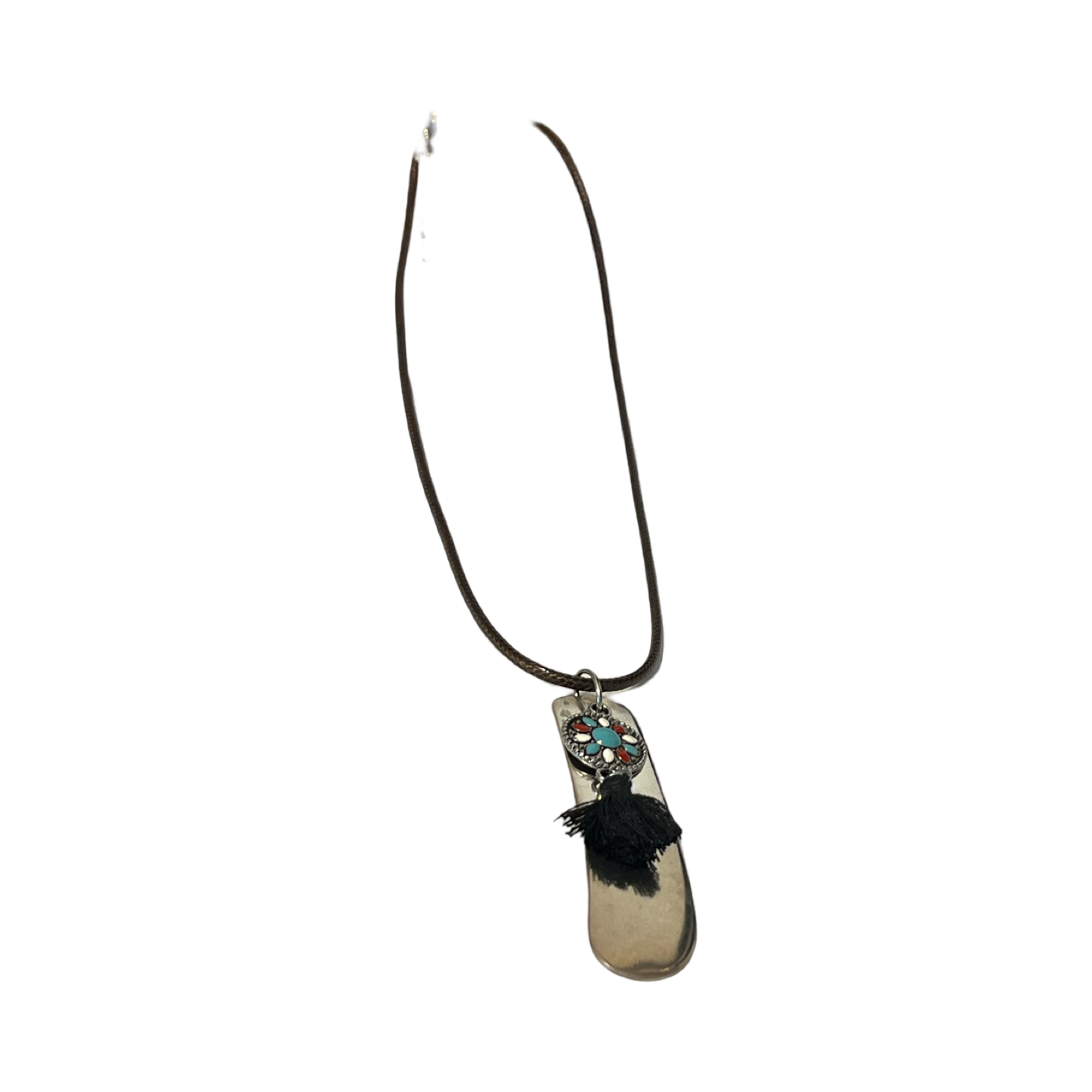 Miniature Silver-Plated Knife Pendants with Brown Cord