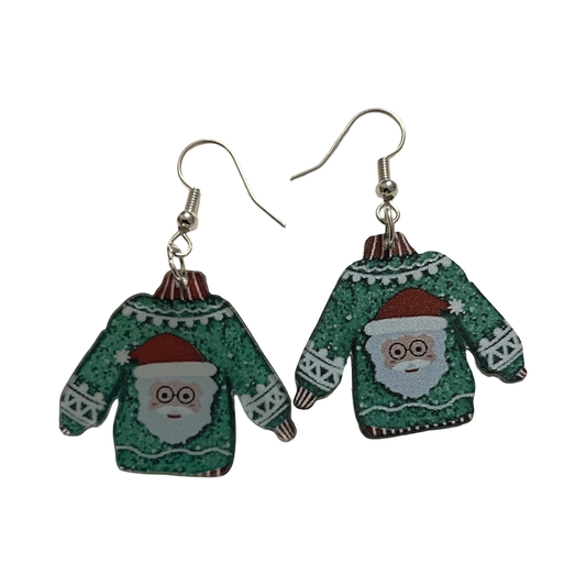 Acrylic Xmas Sweater Dangle Earrings Assorted