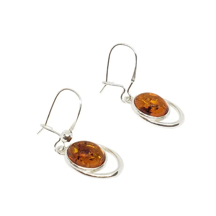 SS Amber Dangle Earrings Astd