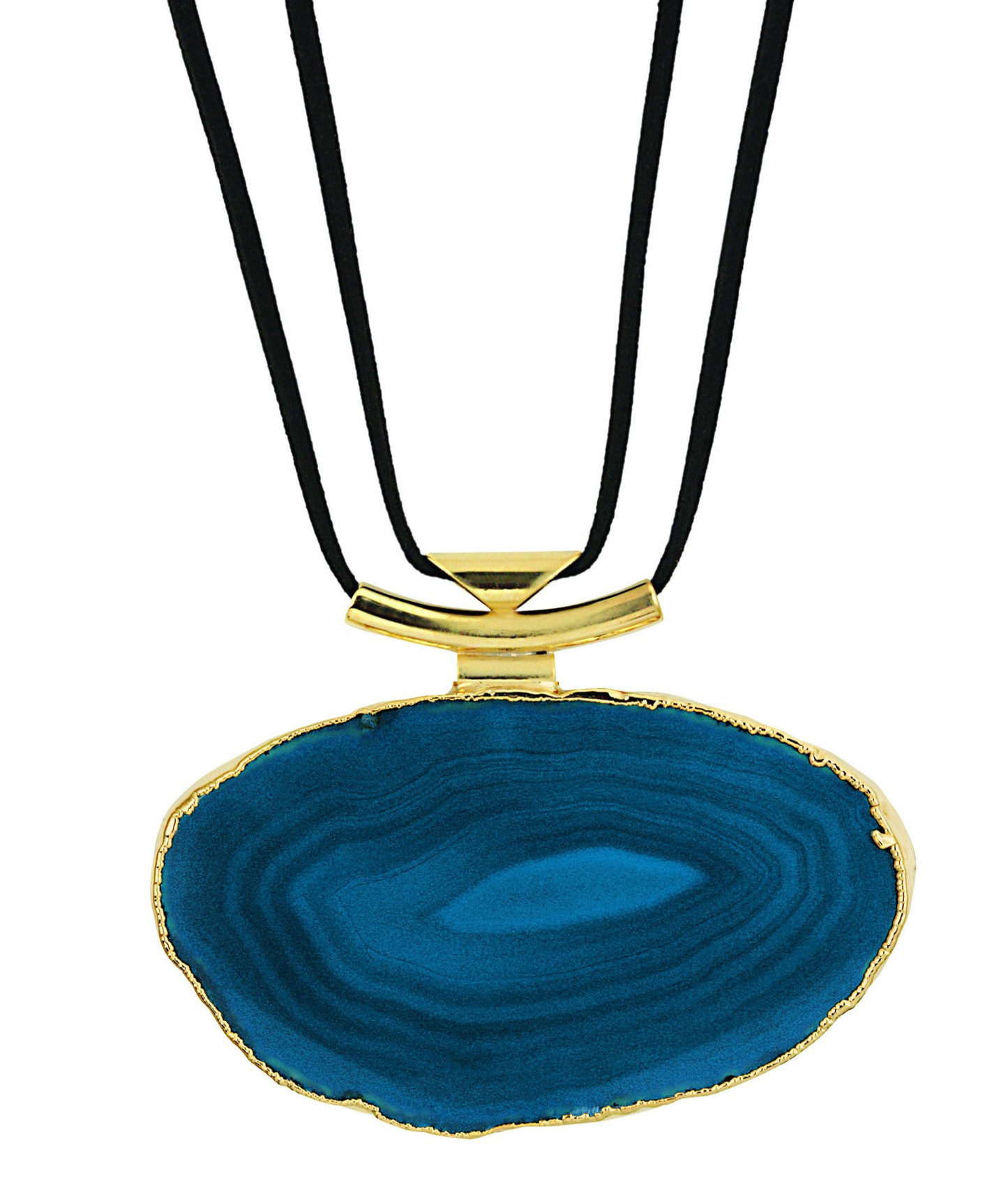 LG Agate Slab Pnd W/Lthr Cord Astd