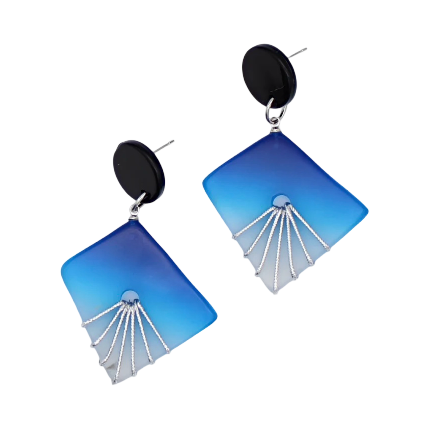 Resin Trapezoid wood post earring assorted