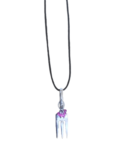 Silver Plated Glass BD Fork Pendant