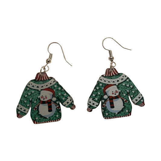 Acrylic Xmas Sweater Dangle Earrings Assorted