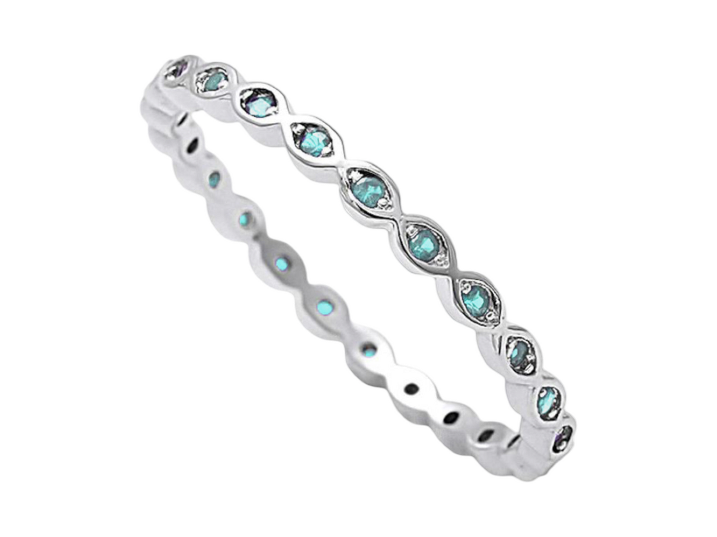 SS W/CZ STONE ETERNITY BAND RING ASTD