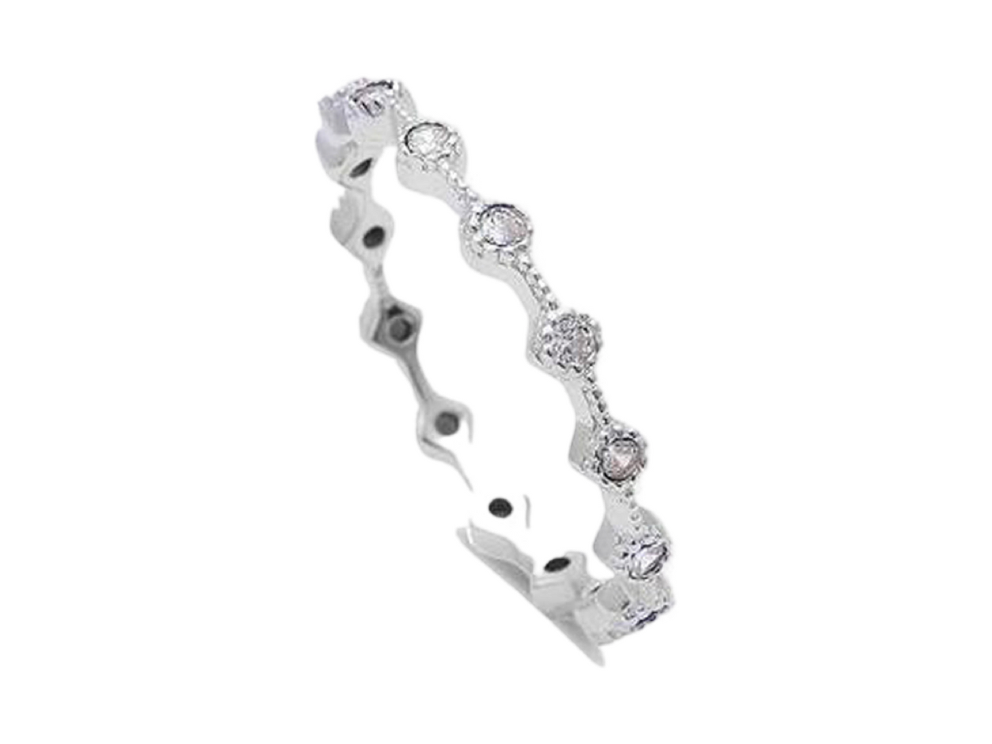 SS W/CZ STONE ETERNITY BAND RING ASTD