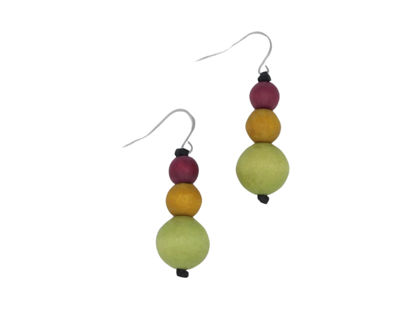 Lime Triple Bead Jasper Earrings