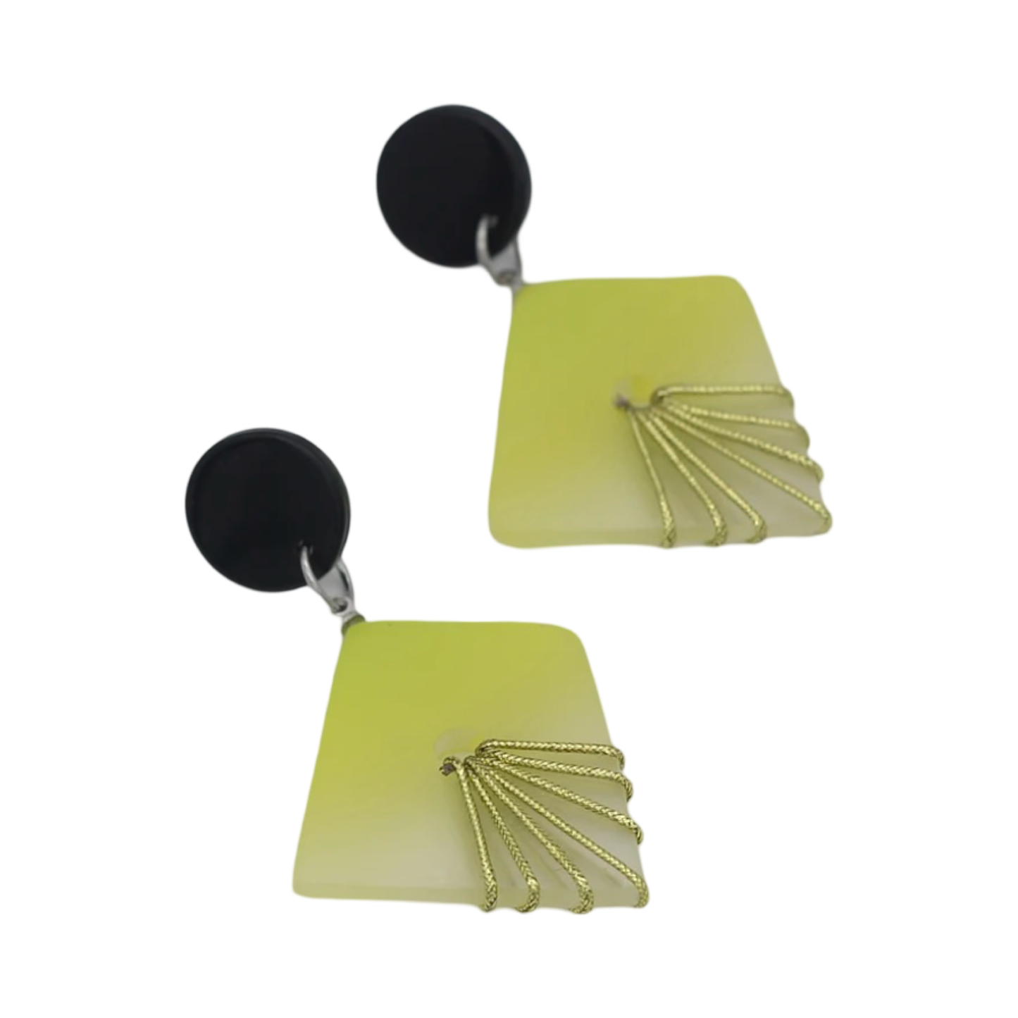 Resin Trapezoid wood post earring assorted