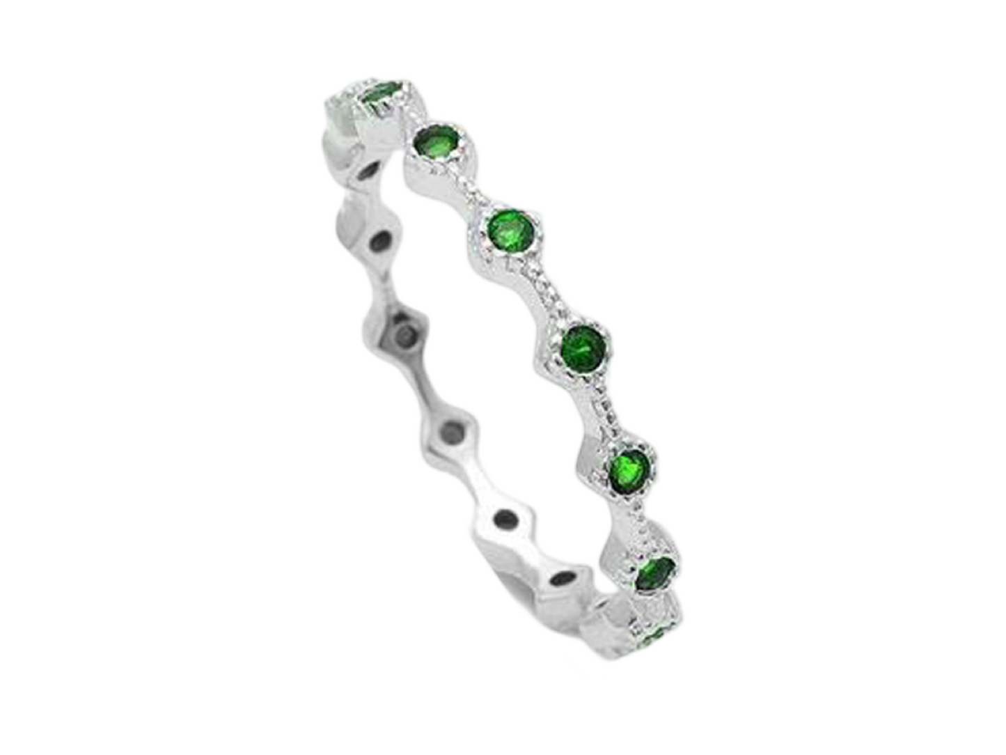 SS W/CZ STONE ETERNITY BAND RING ASTD