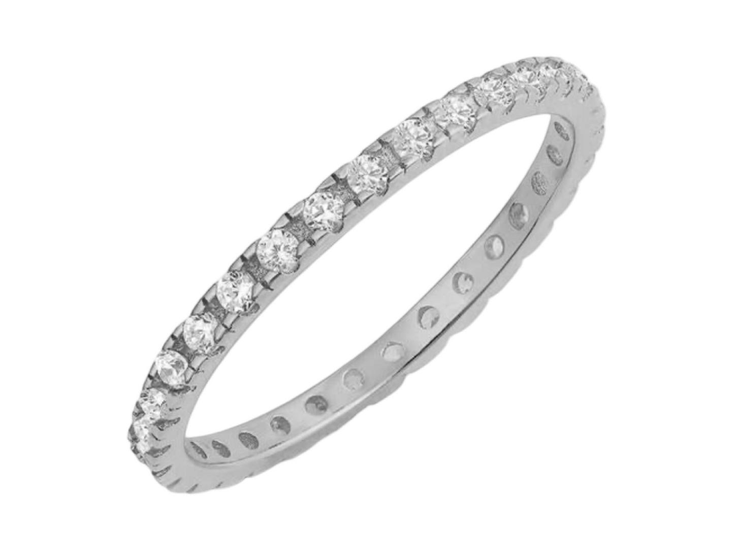SS W/CZ STONE ETERNITY BAND RING ASTD