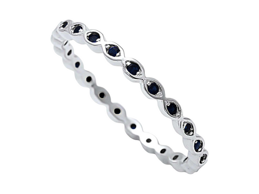 SS W/CZ STONE ETERNITY BAND RING ASTD