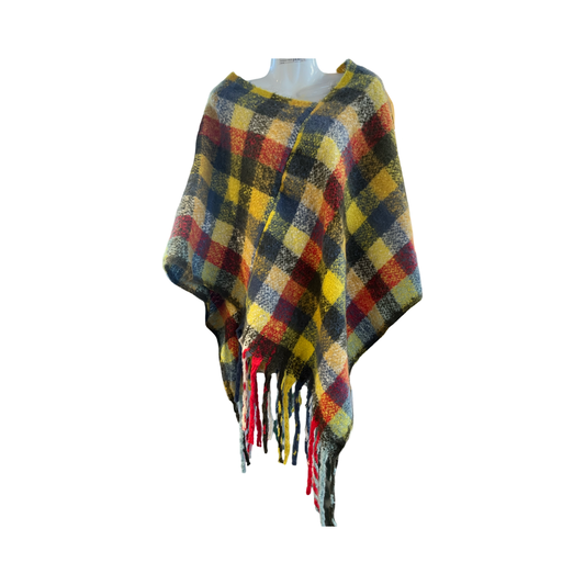 One Size Acrylic Poncho Astd