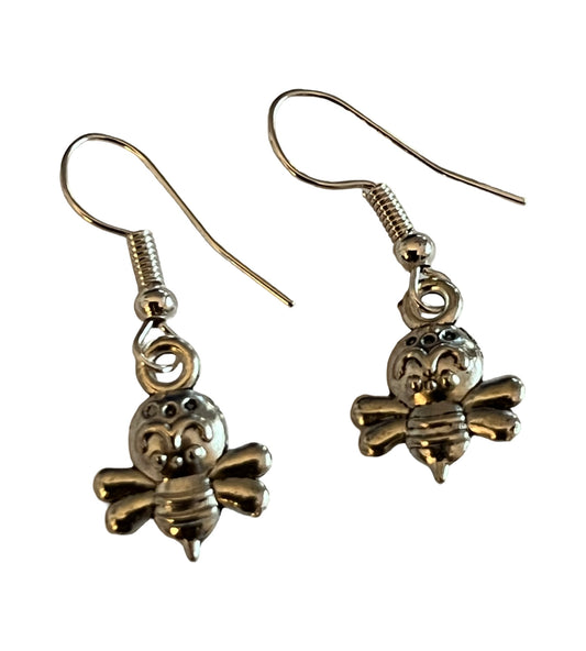 Handmade Small Bee Dangle Earrings – Made by the Owner