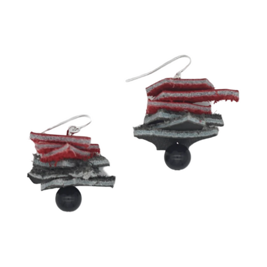 Stacked Leather Dngl Earrings