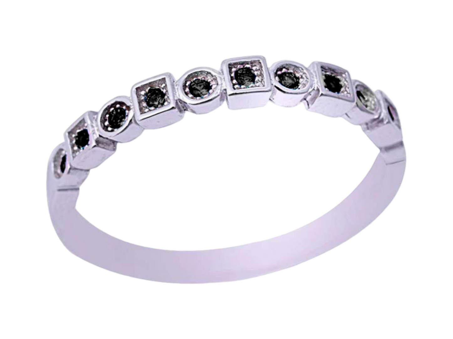 SS W/CZ STONE ETERNITY BAND RING ASTD