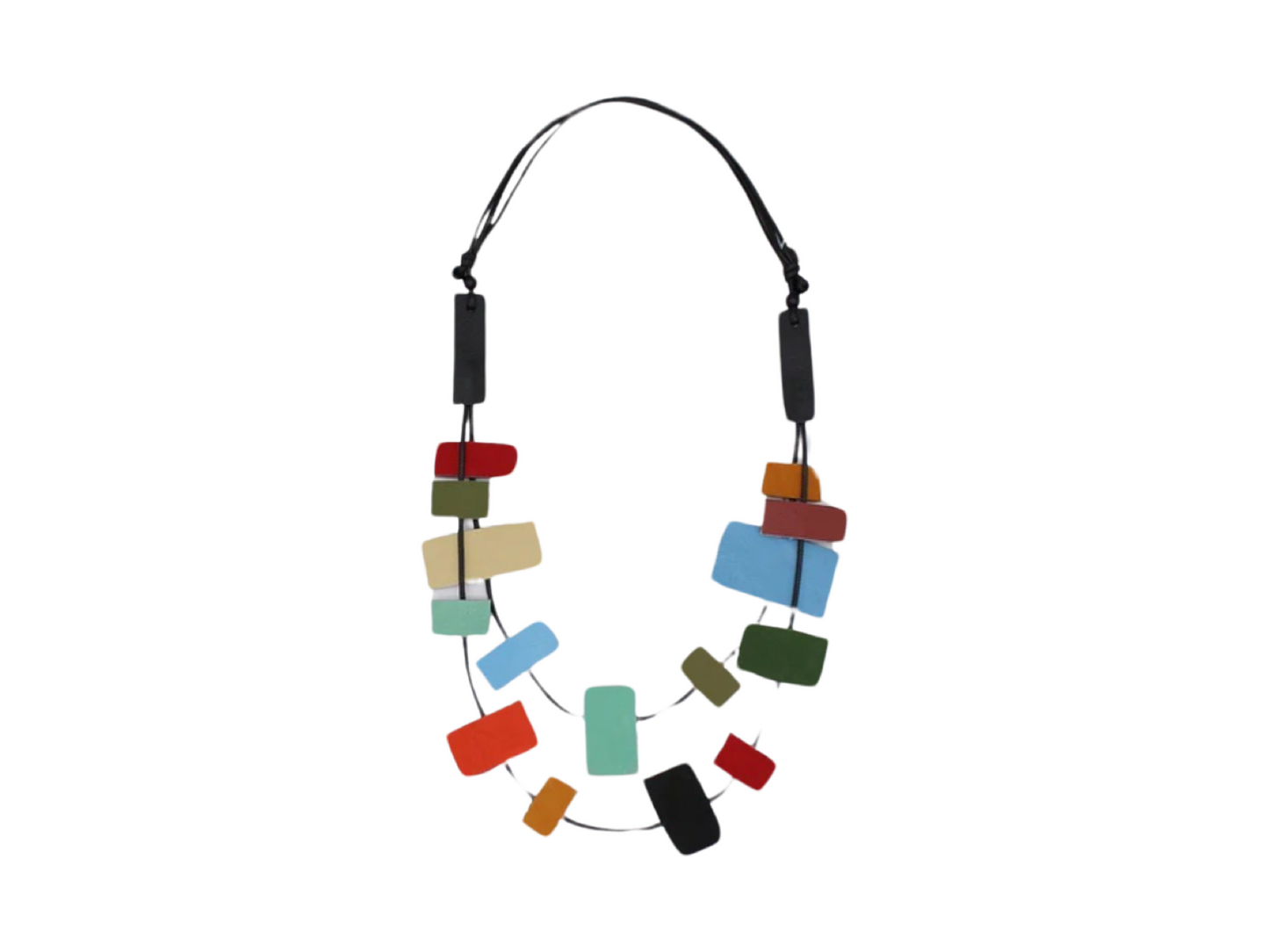 Mlt Colored Leather Block Necklace