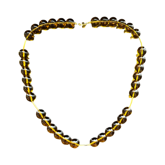 20-22"Amber Beaded NK W/Gld Pltd Clasp
