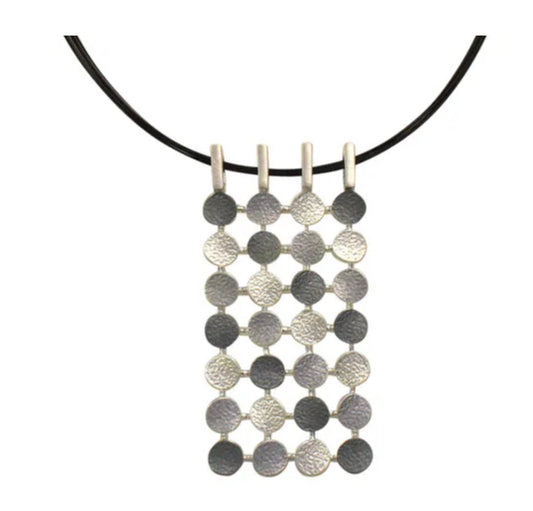 Two Tone Rows Of Circles Necklace