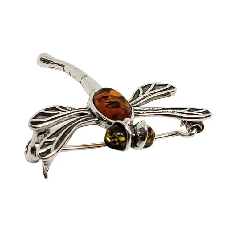 SS Amber Dragonfly Brooch/Pin