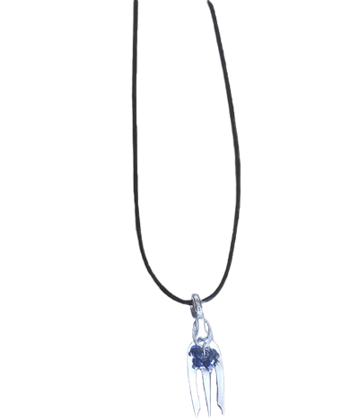 Silver Plated Glass BD Fork Pendant