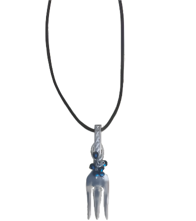 Silver Plated Glass BD Fork Pendant